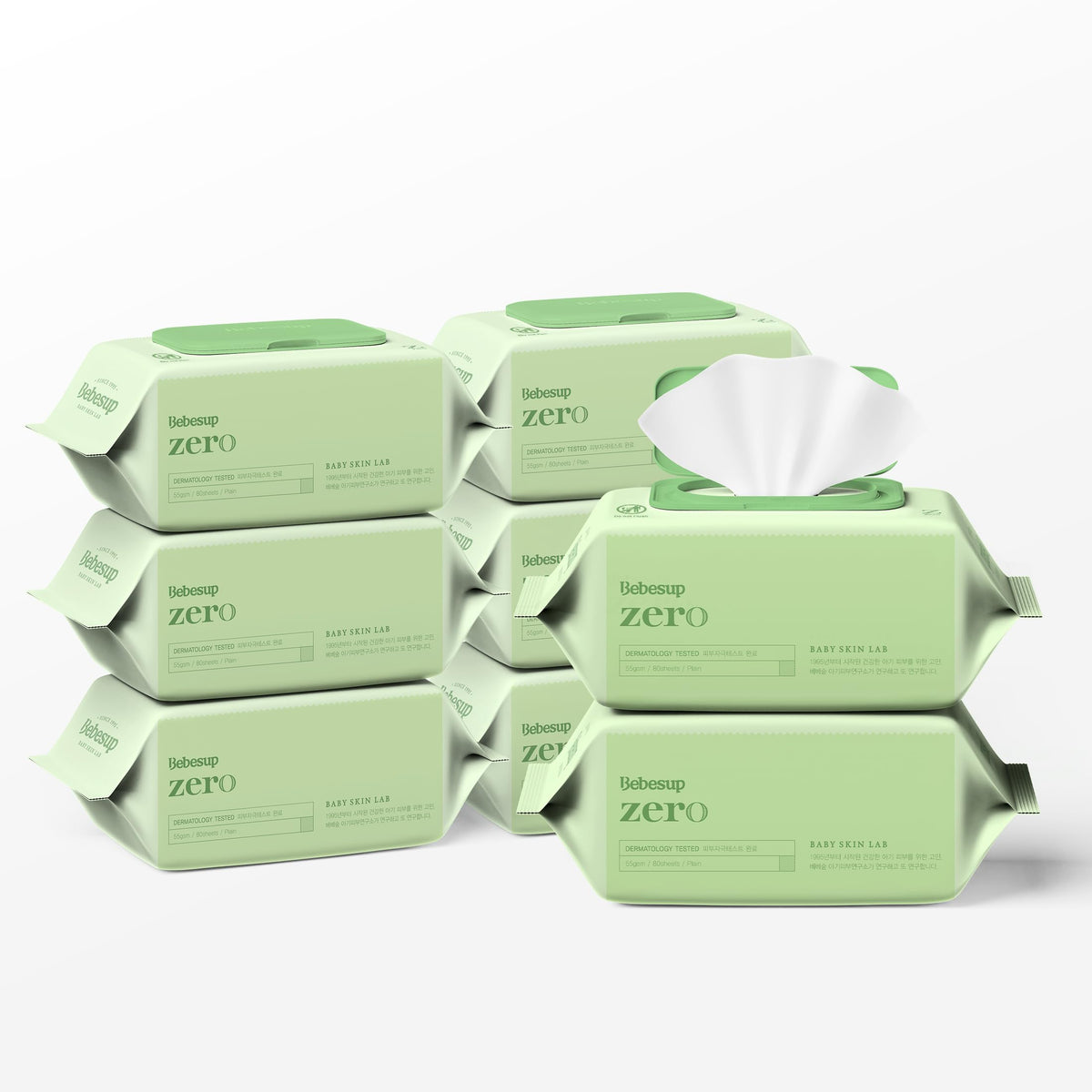 BEBESUP- Korea's #1 Light Baby Wipes - Safe even for Atopic Skin Hypoallergenic Water-Based Unscented Alcohol & Paraben-Free Organic Flip-Top Plant Based Organic Baby Wipes (640 Count 8 Packs)