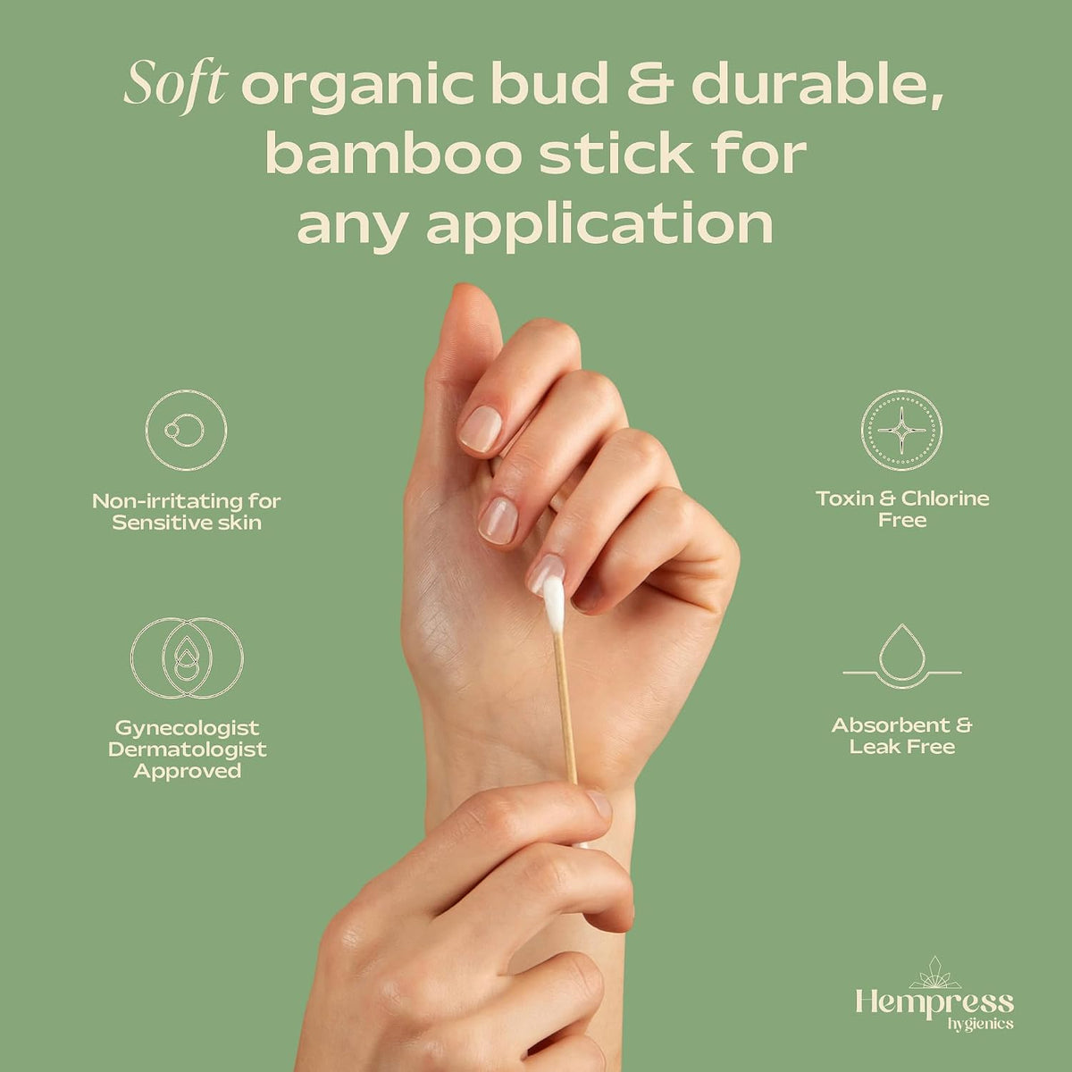 Organic Cotton Swabs, Bamboo Paper Stick (400 Count)