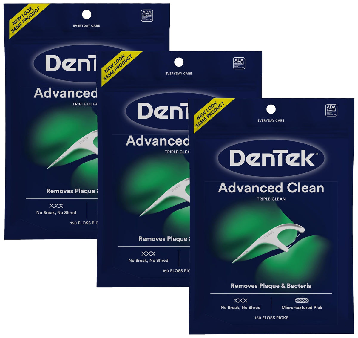 DenTek Floss Picks, Advanced Clean, Plaque Remover, 150 Count