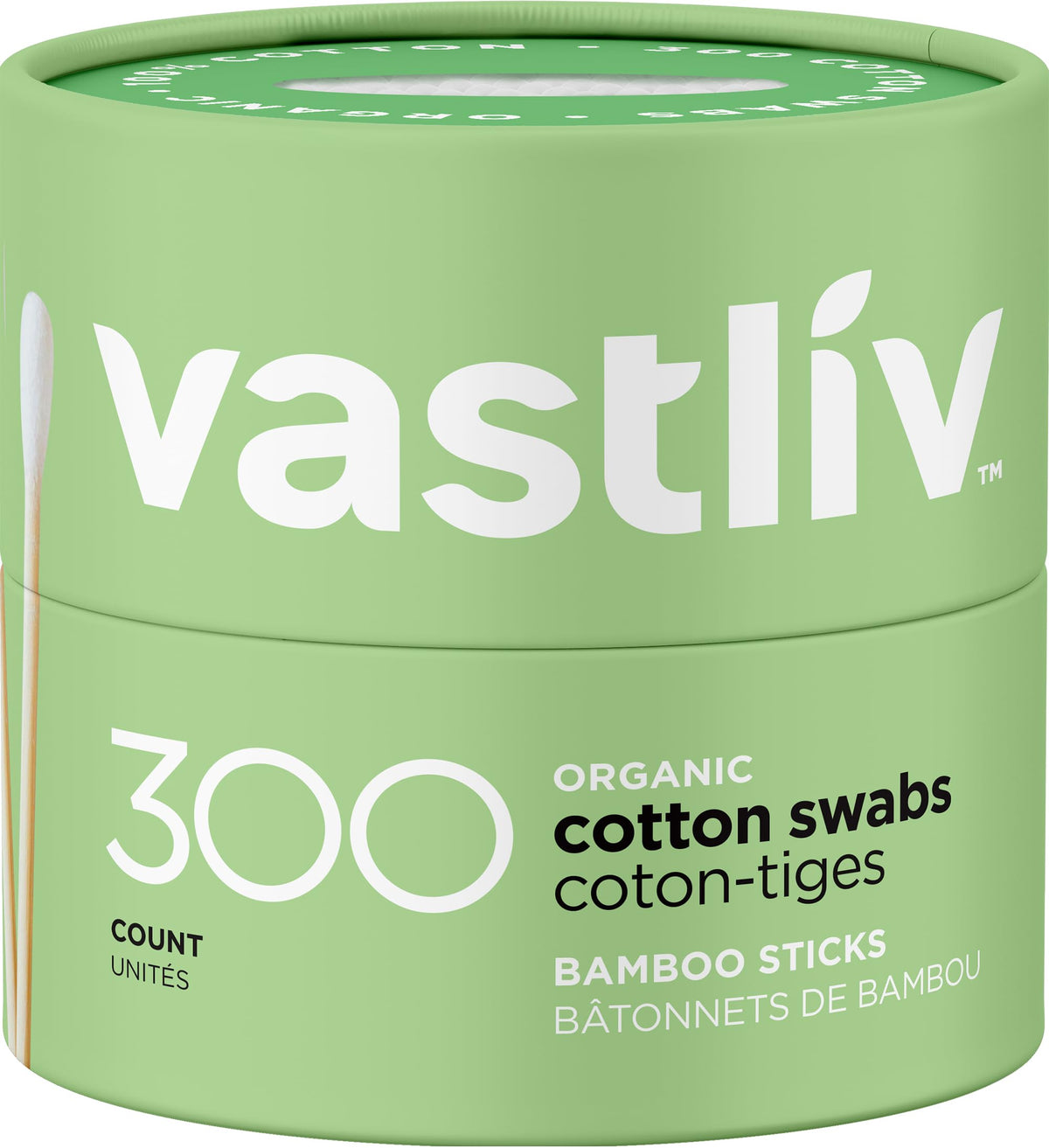 Organic Bamboo Cotton Swabs, 300 Count