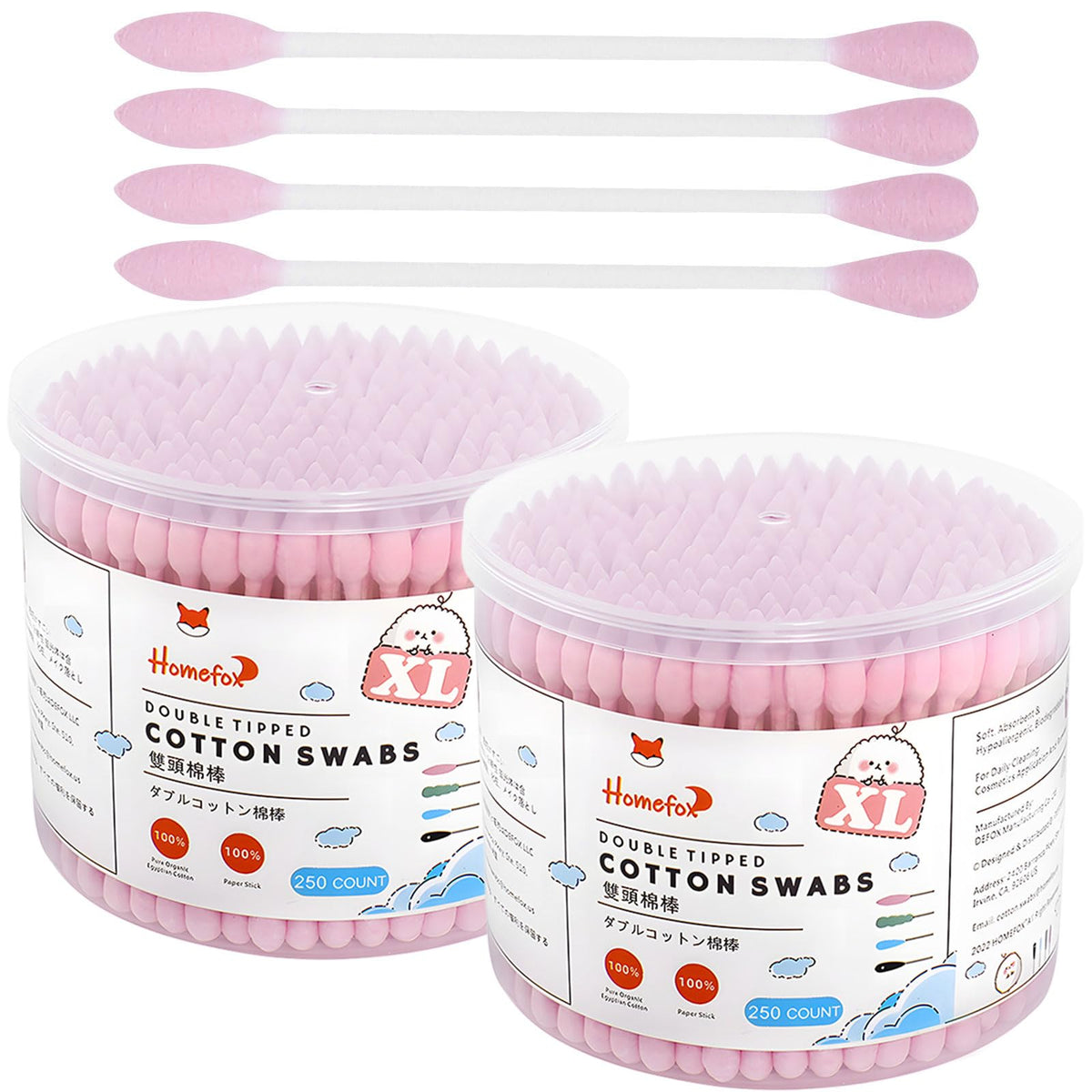 Cotton Swabs Precision Pointed - 400 Count Pointy Organic Cotton Buds Double Side Tightly Wrapped Cotton Tips Paper Stick Soft Gentle Lint-Free Cruelty-Free, Pointy & Round (White)
