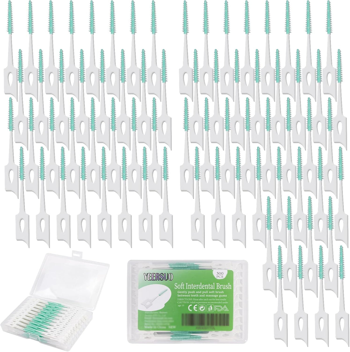 300PCS Soft Toothpick, Dental Floss Picks for Teeth Cleaning, Green
