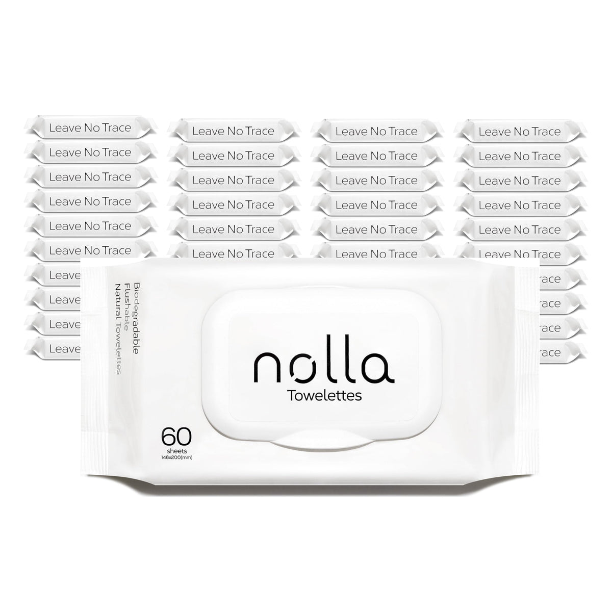 Nolla Biodegradable Flushable Wipes, Unscented, 360 Count (6 Packs of 60)