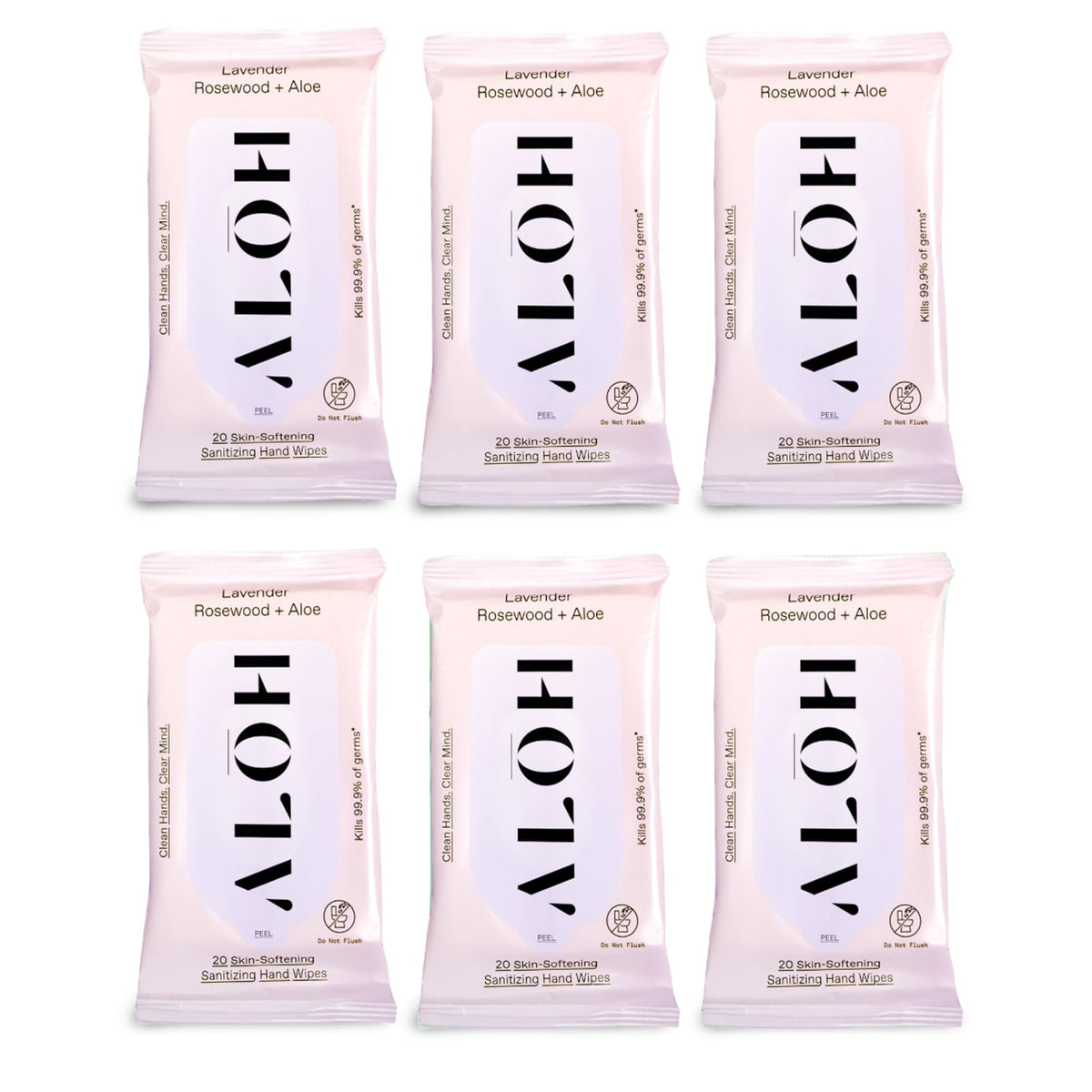 ALŌH Peppermint Eucalyptus + Aloe Hand Sanitizer Wipes, Travel Size