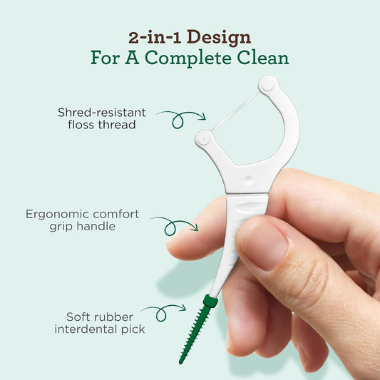 GuruNanda Dental Floss Picks, 2 in 1 Interdental Pick for Braces, 300ct