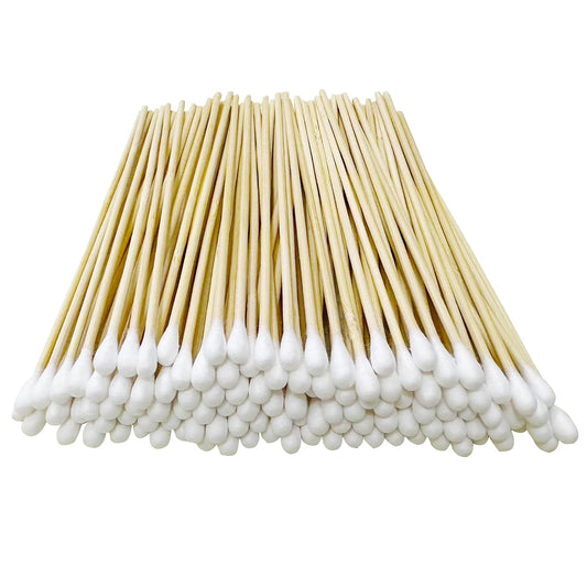 500 PCS 6" Long Cotton Swabs with Bamboo Handle for Gun Cleaning,Pets Care