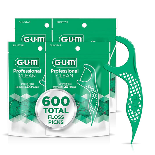 GUM Professional Clean Dental Floss Picks, Fresh Mint, 150 Count (4 Pack)