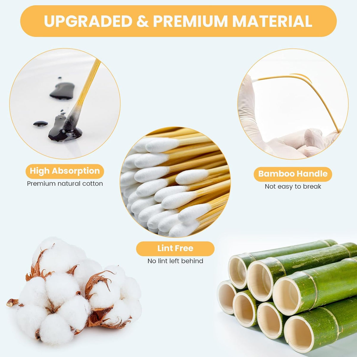 500PCS 6" Cotton Swabs in Storage Box, Long Cotton Swab with Wooden Sticks