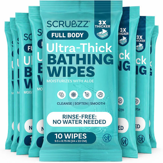 Body Wipes for Adults Bathing No Rinse - Shower Wipes for Men & Women