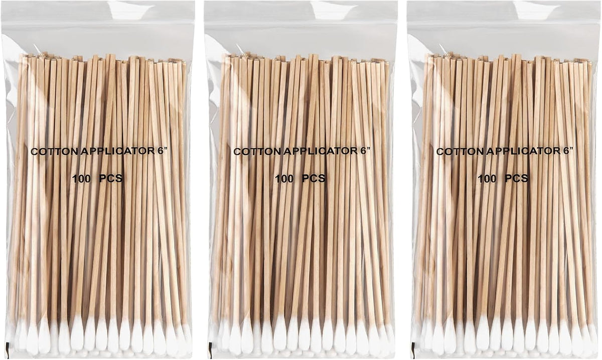 300PCS 6" Long Cotton Swabs with Wooden Sticks