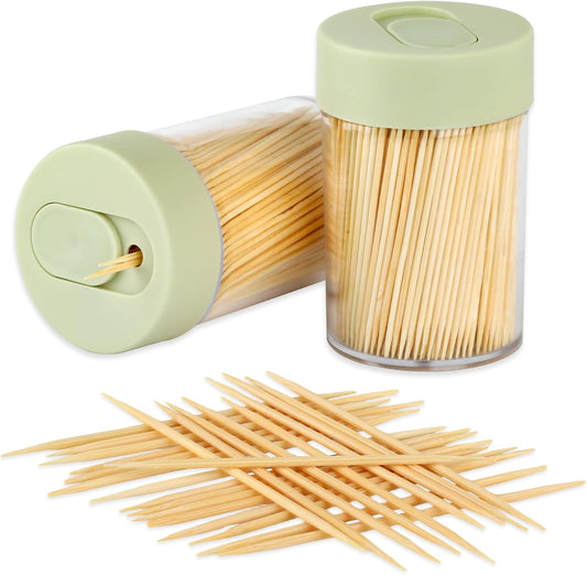2PS Toothpick Holder with 1000 Count Bamboo Toothpicks