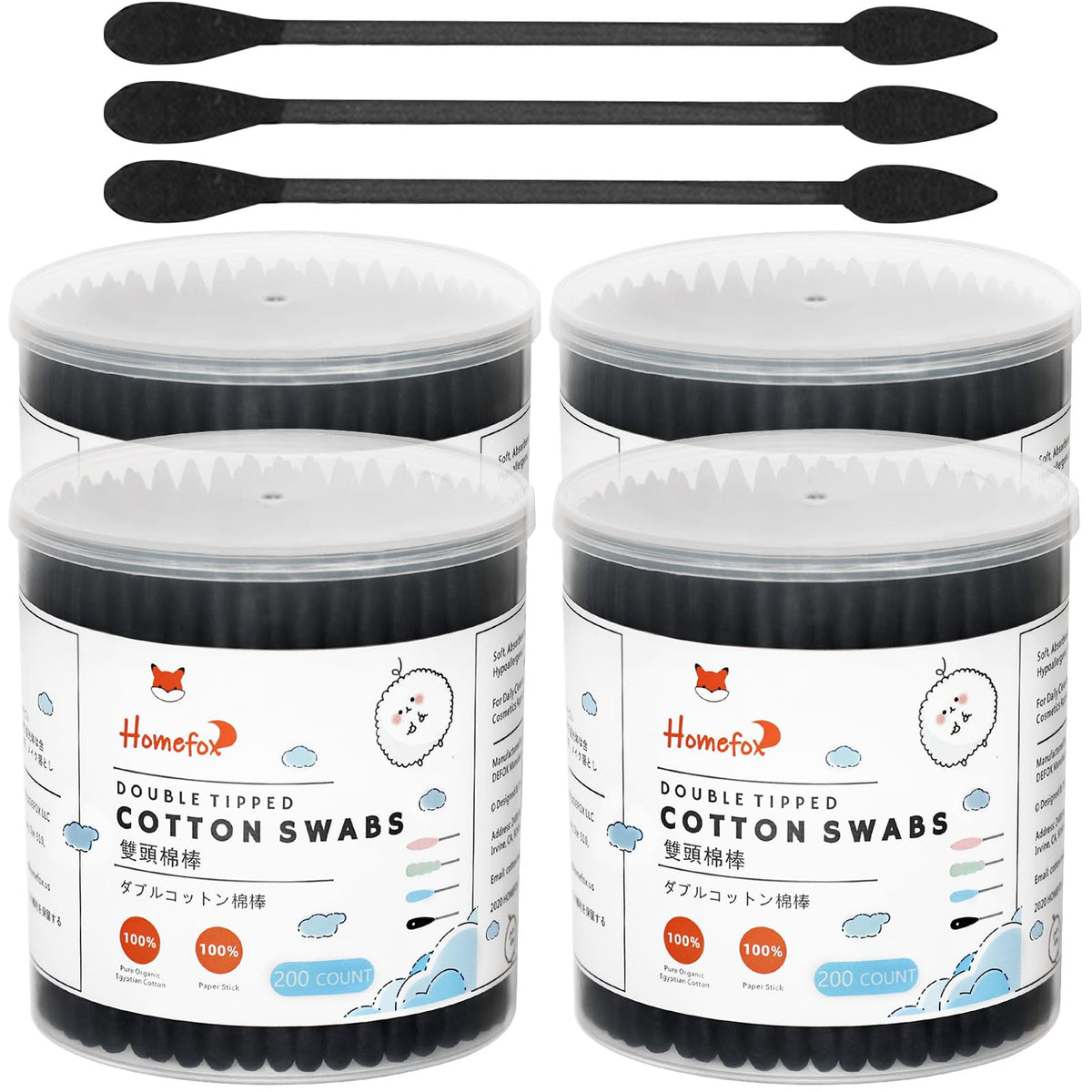 Cotton Swabs Precision Pointed - 400 Count Pointy Organic Cotton Buds Double Side Tightly Wrapped Cotton Tips Paper Stick Soft Gentle Lint-Free Cruelty-Free, Pointy & Round (White)