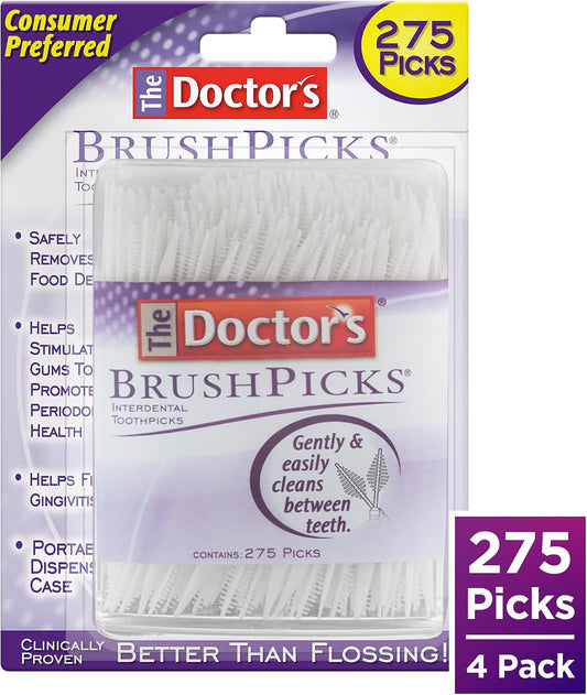 The Doctor's BrushPicks Interdental Toothpicks, 1,100 Picks, 4 Pack of 275 Picks