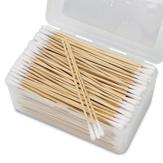 500PCS 6" Cotton Swabs in Storage Box, Long Cotton Swab with Wooden Sticks