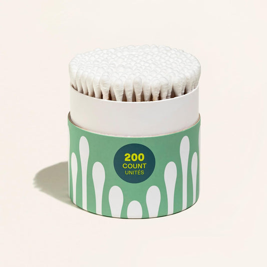 Cliganic Organic Bamboo Cotton Swabs, 200 Count - 100% Pure Natural Cotton, Chlorine-Free Hypoallergenic, Soft, Gentle & Absorbent Buds