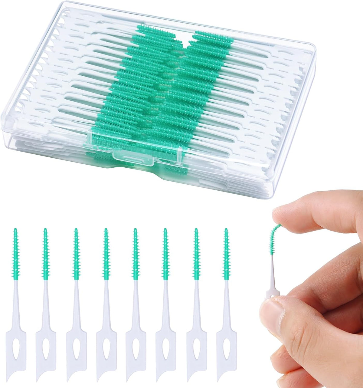 220 PCS Dental Floss Picks, Soft Toothpicks Brush for Teeth, Green