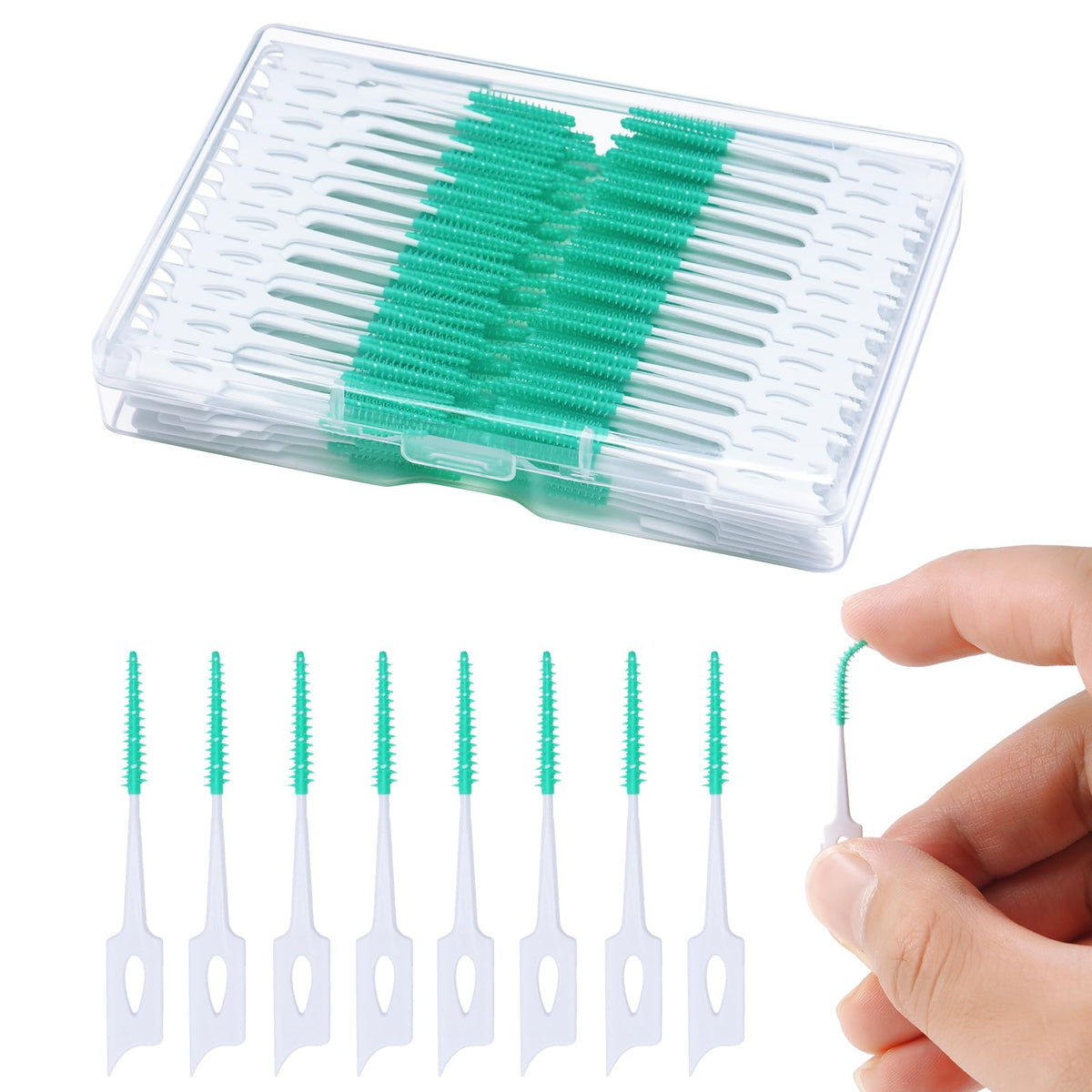220 PCS Dental Floss Picks, Soft Toothpicks Brush for Teeth, Green