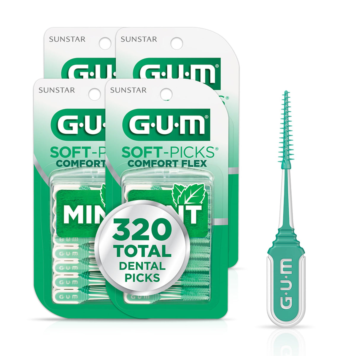 GUM Soft-Picks Comfort Flex Mint Interdental Picks, 80 Count