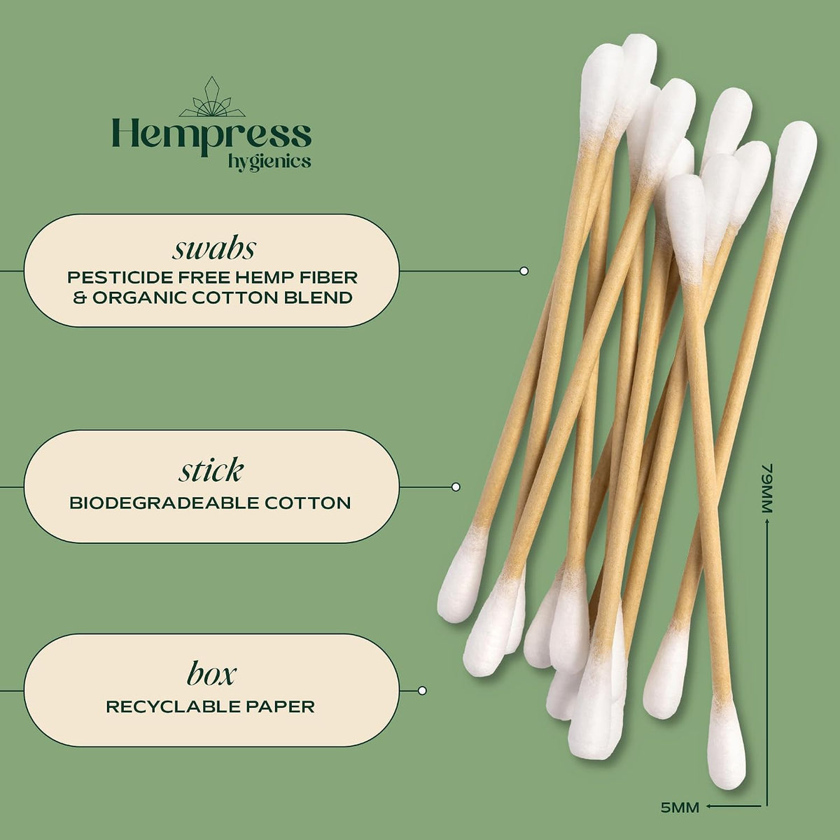Organic Cotton Swabs, Bamboo Paper Stick (400 Count)