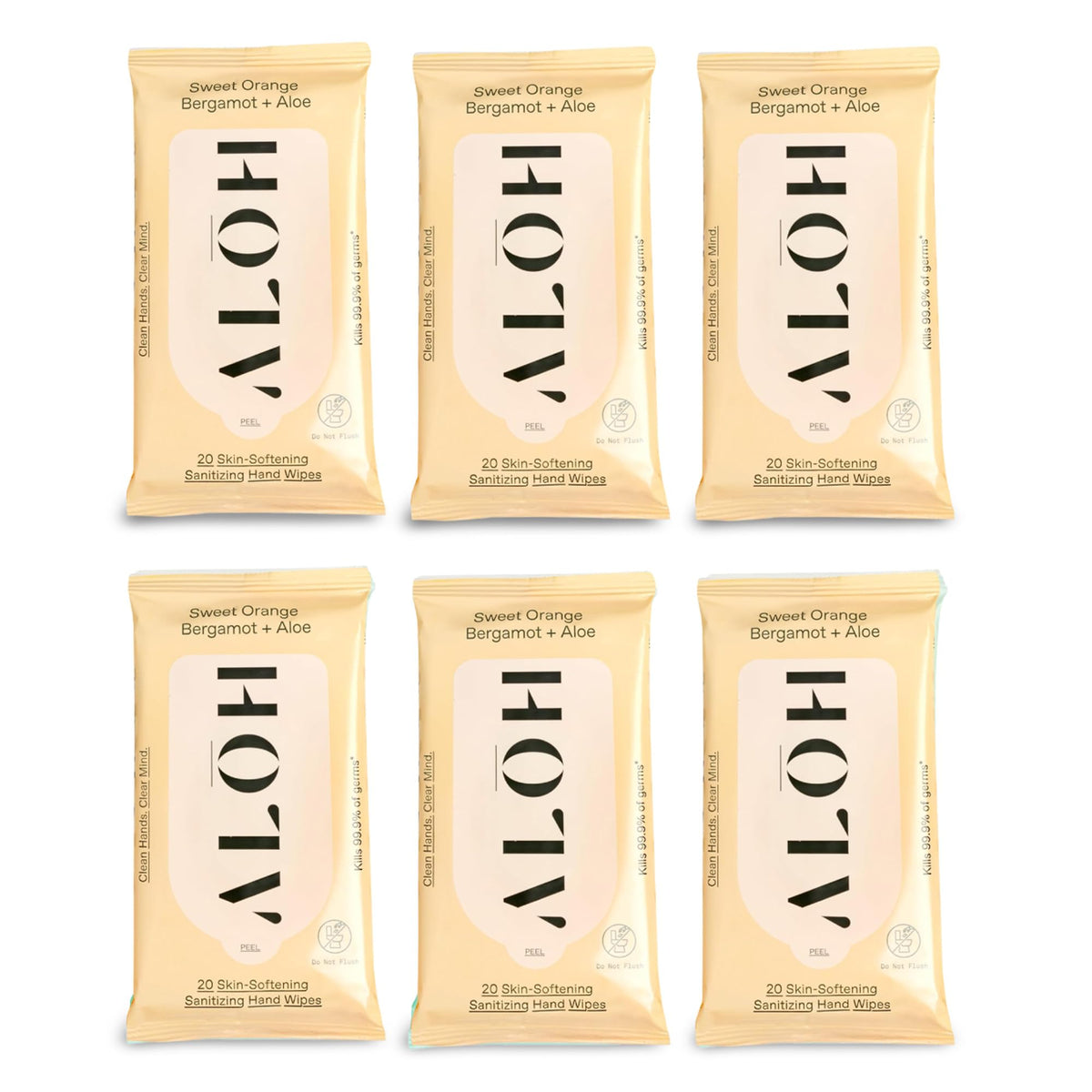 ALŌH Peppermint Eucalyptus + Aloe Hand Sanitizer Wipes, Travel Size