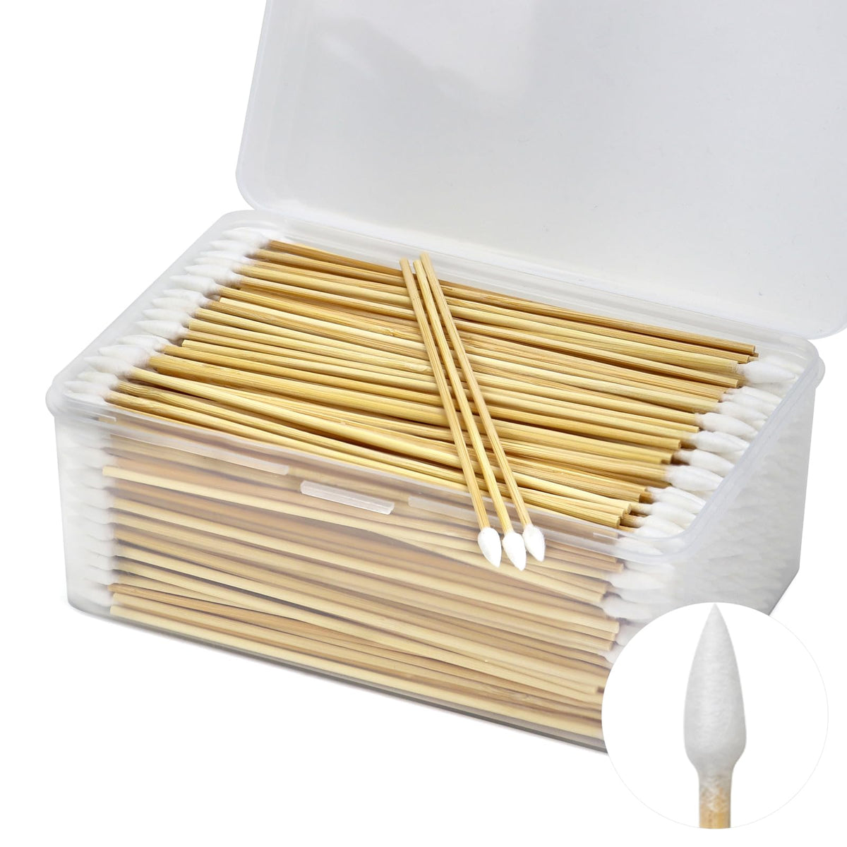 500PCS 6" Cotton Swabs in Storage Box, Long Cotton Swab with Wooden Sticks