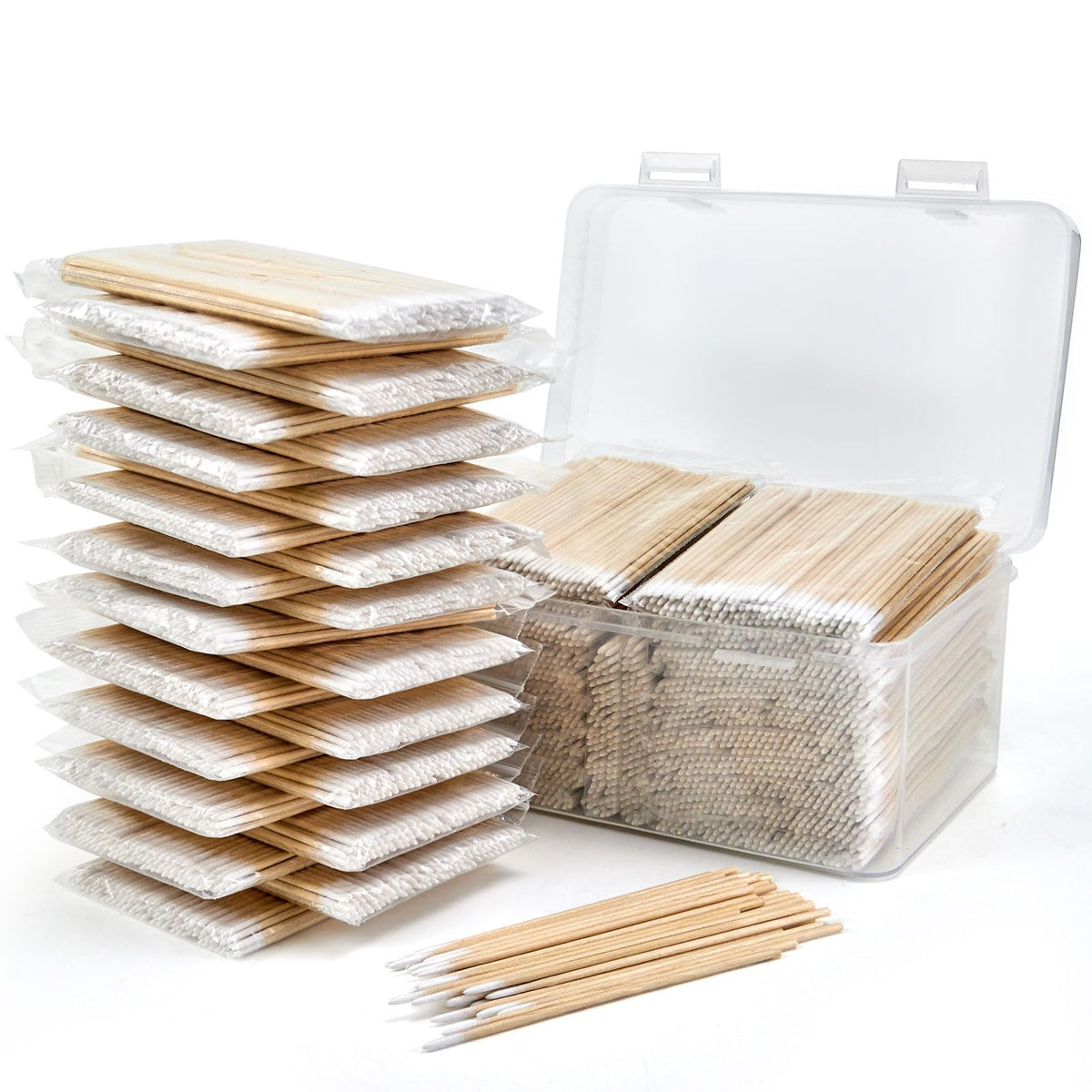 Bcowos 4" Pointed Cotton Swabs with Storage Case, Precision Tips, 800Count