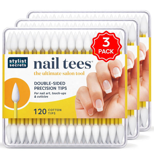 Fran Wilson NAIL TEES COTTON TIPS - The Ultimate Nail Tool, Multi-Purpose Double-sided Swabs with Pointed Ends for Precise Touch-ups and the Perfect At-Home Manicure & Pedicure (120 Count (Pack of 3))