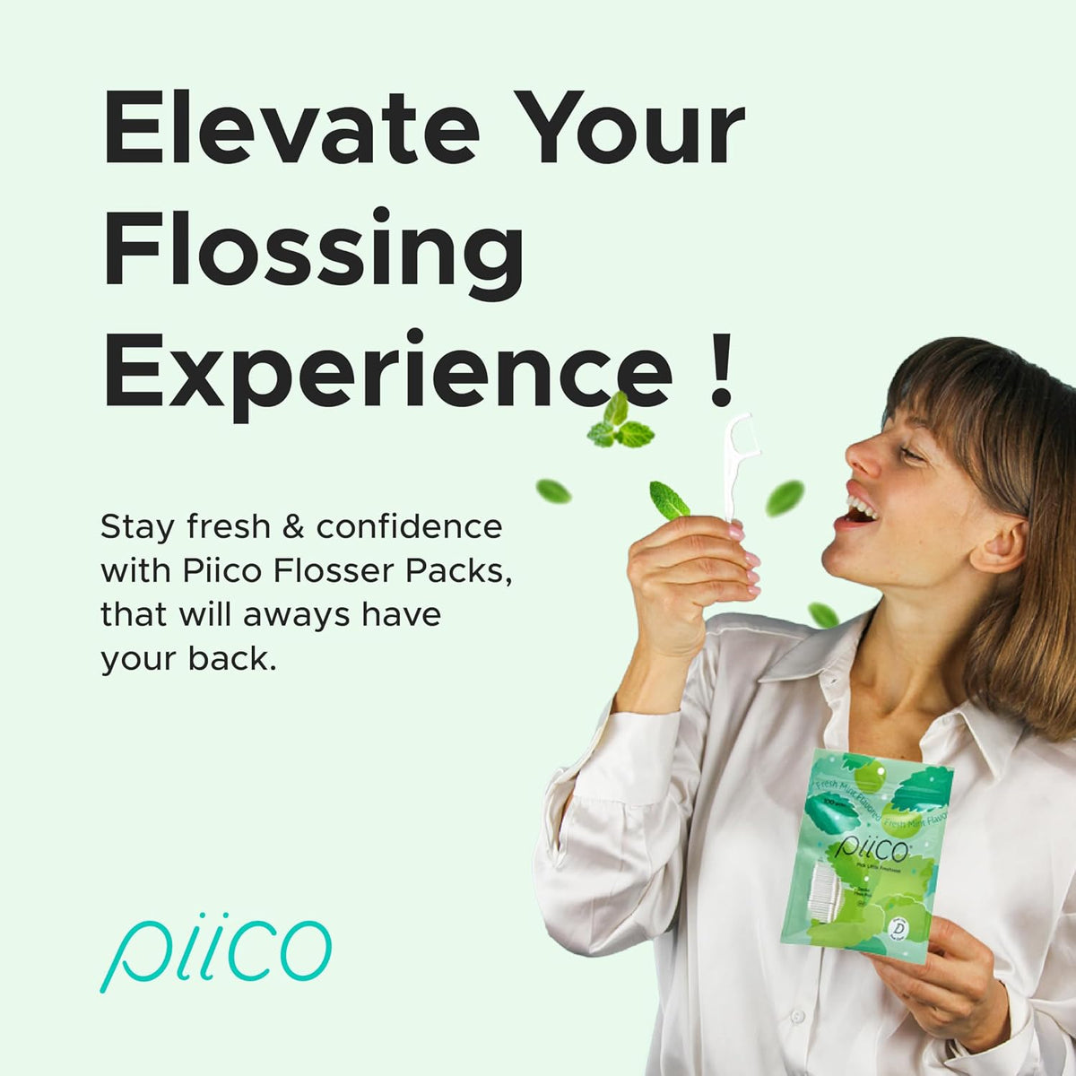 Piico Xylitol Floss Picks, 100 Count - Unbreakable, Shred-Resistant, Resealable, Unique Flavored Dental Flossers for Adults, Portable