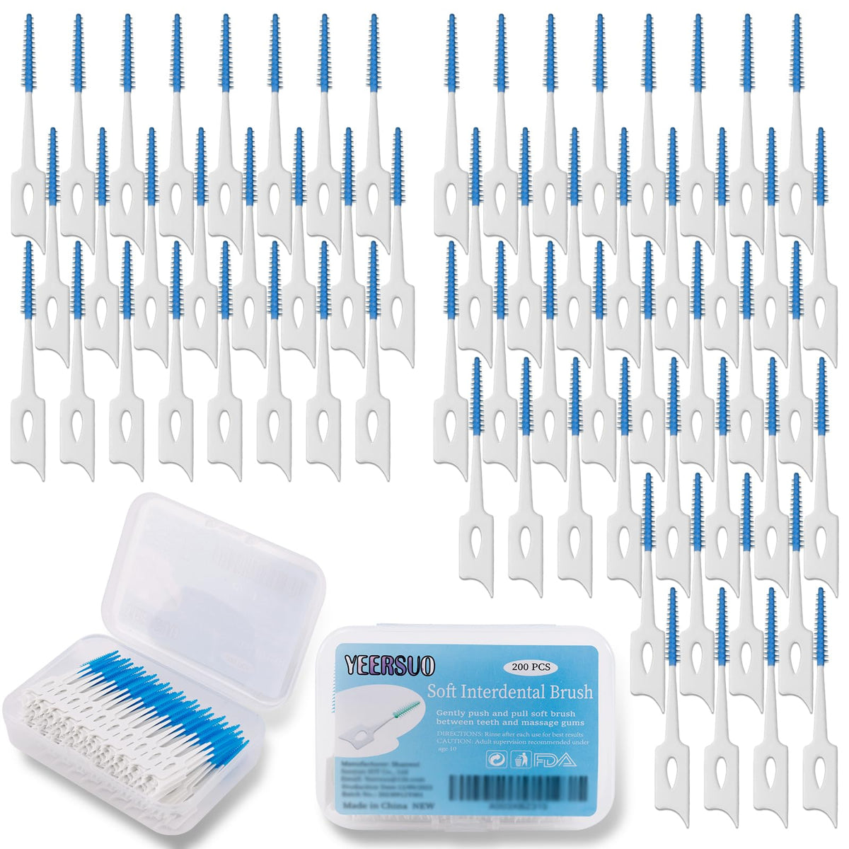 200 PCS Soft Dental Floss Picks, Dental Picks with case, Toothpicks Brush Between Teeth, Tooth Flossing Brush Disposable for Cleaning, Toothbrush Clean Tool, Green Color