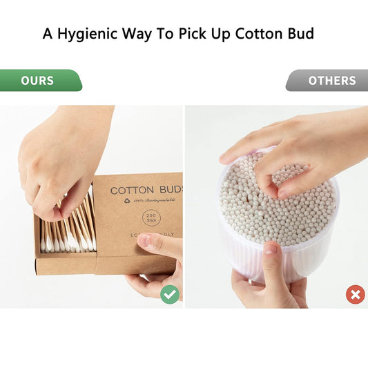 Bamboo Cotton Swabs With Wooden Sticks, Bamboo Cotton Buds For Ears