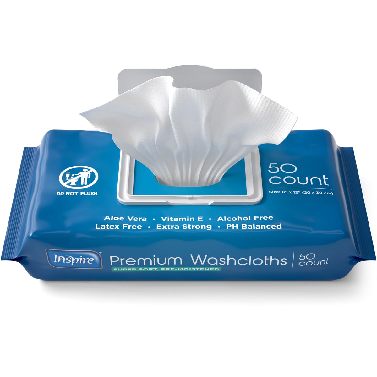 Inspire Adult Wet Wipes, Wash Cloths, Incontinence & Cleansing for Elderly Extra Large, 8"x12" (Pack of 8)