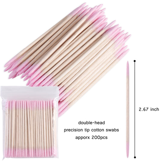 200pcs Pointed Tip Cotton Swabs with Wooden Sticks