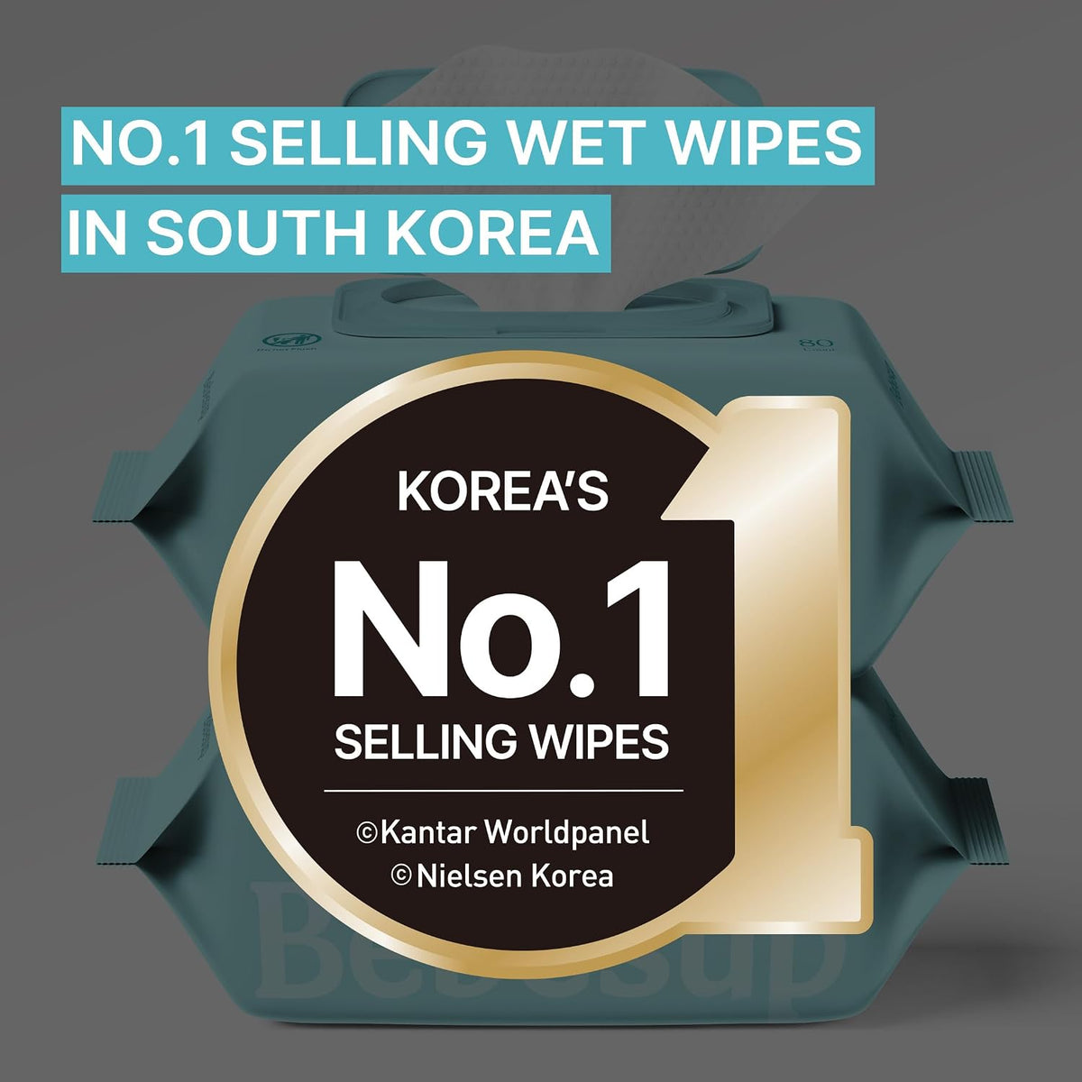BEBESUP- Korea's #1 Light Baby Wipes - Safe even for Atopic Skin Hypoallergenic Water-Based Unscented Alcohol & Paraben-Free Organic Flip-Top Plant Based Organic Baby Wipes (640 Count 8 Packs)