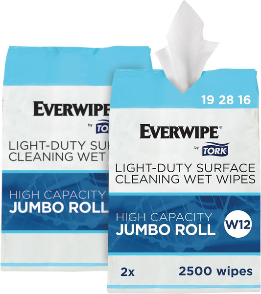 Everwipe by Tork Light-Duty Surface Cleaning Wet Wipe W12, 2 x 2500, 192816