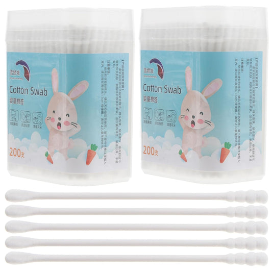 400PCS Cotton Swabs, Cotton Buds Swabs Cleaner Double Round Cotton Tip Cleaning Swabs with Paper Stick for Cleaning Ear Nose nose swabs Makeup chidren ear nose cotton sticks