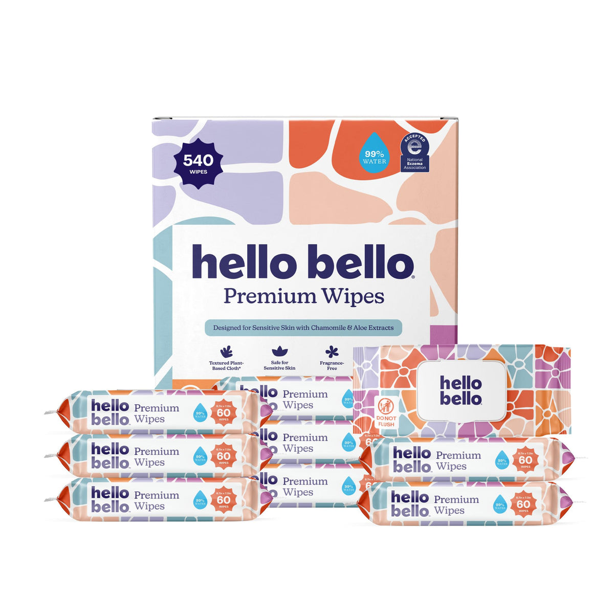Hello Bello Premium Baby Wipes (Simply Sage) Fragrance-Free 12pk = 720ct