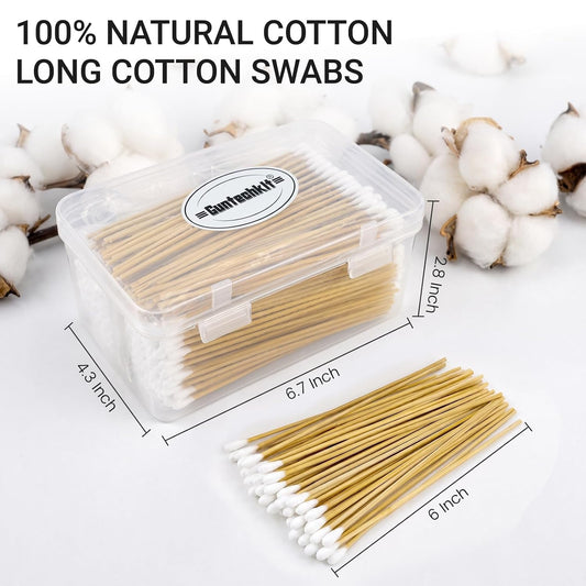 500/1000 Count 6'' Long Round/Pointed Cotton Swabs Durable Stem