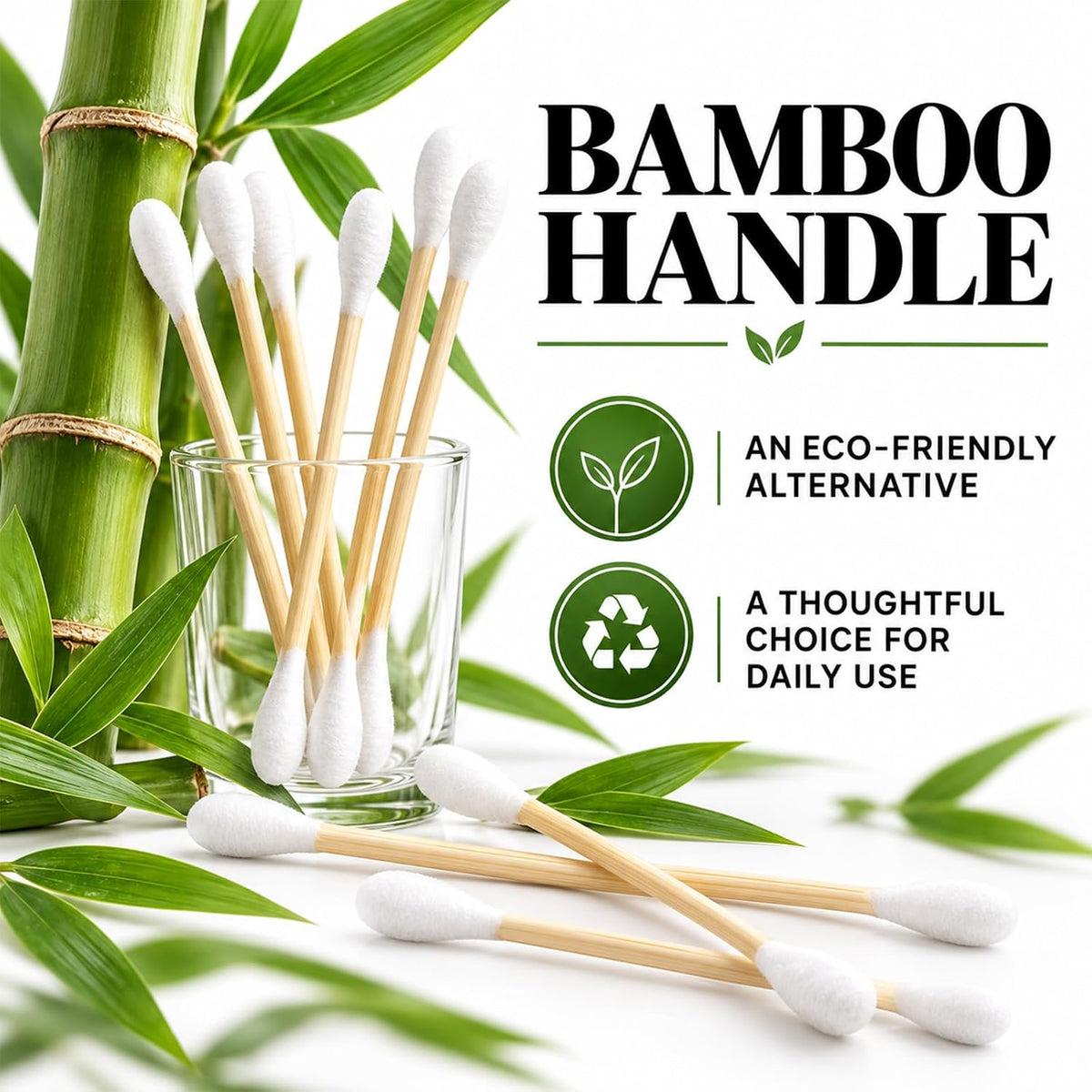Egaageoi Bamboo Cotton Swabs 1000 Count, Organic Buds for Ear Cleaning