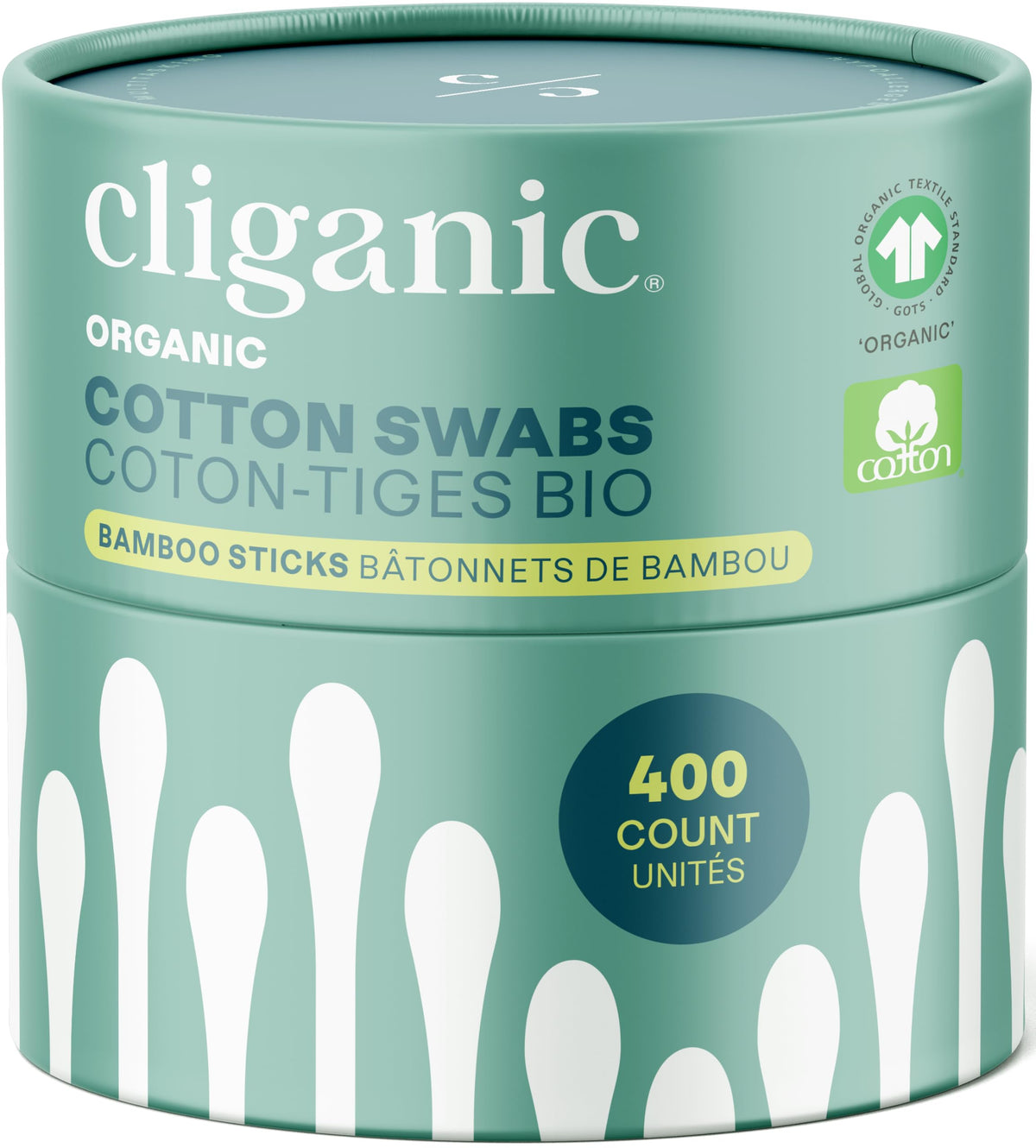 Cliganic Organic Bamboo Cotton Swabs, 200 Count - 100% Pure Natural Cotton, Chlorine-Free Hypoallergenic, Soft, Gentle & Absorbent Buds