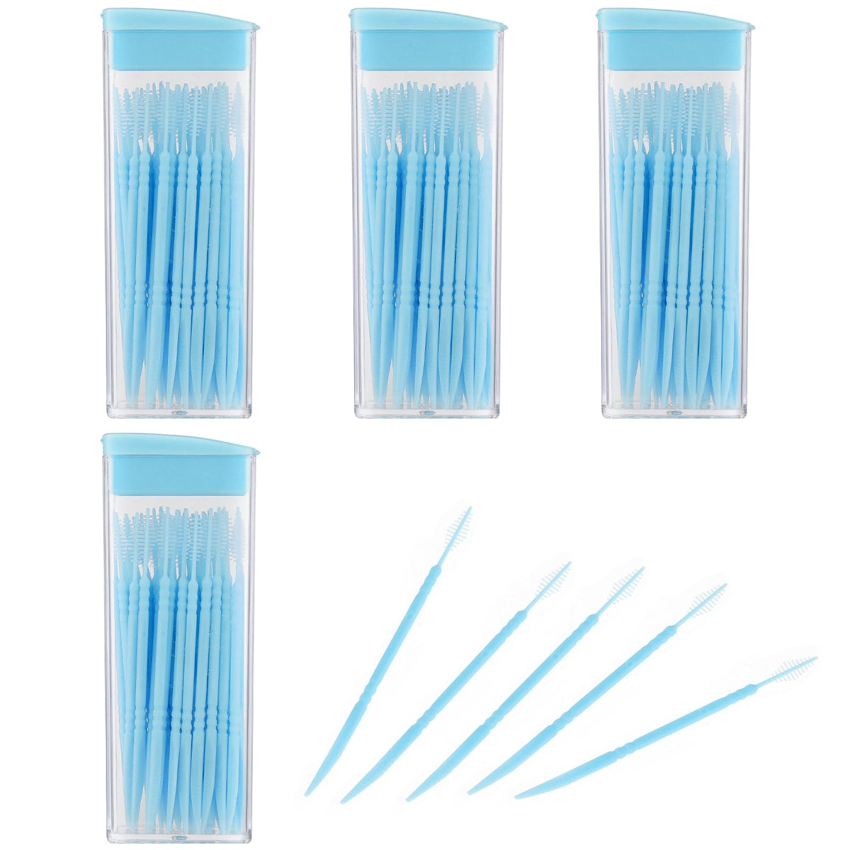 WLLHYF 200Pcs Double Head 50pcs/Box Plastic Toothpick Double-Head Dental Toothpicks Dental Floss Interdental Toothpick Brush Teeth Stick
