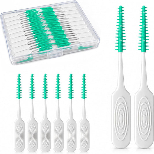 220PCS Floss Picks,Soft Rubber Toothpicks Interdental Brushes,Green