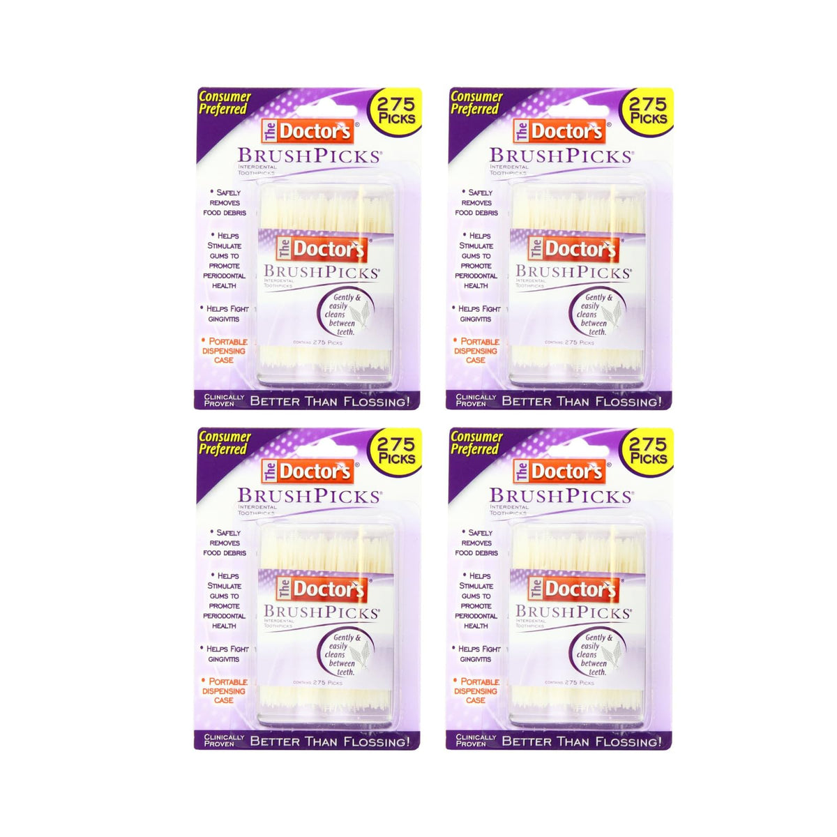 The Doctor's BrushPicks Interdental Toothpicks | 120-Picks per pack | (6-Pack)
