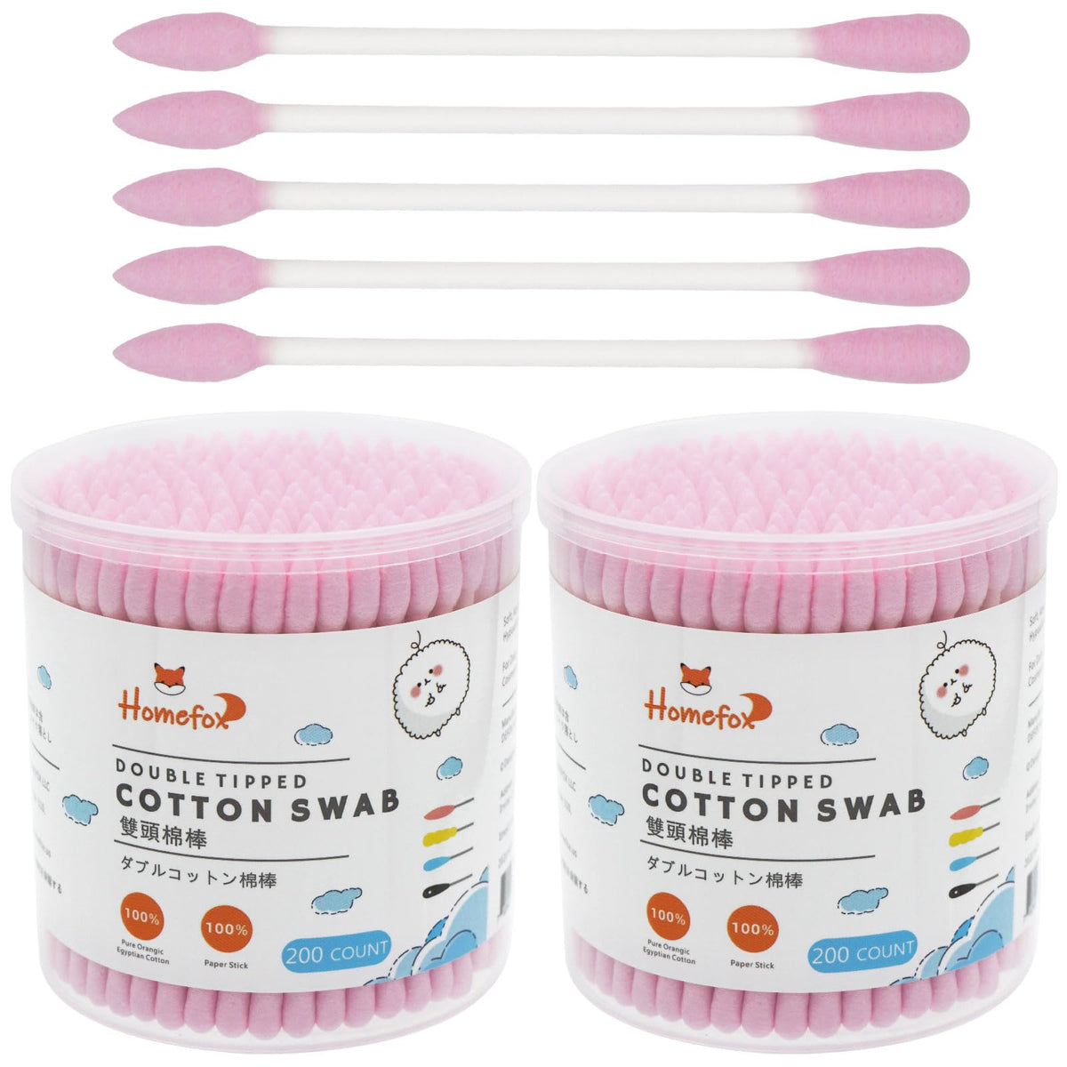 Cotton Swabs Precision Pointed - 400 Count Pointy Organic Cotton Buds Double Side Tightly Wrapped Cotton Tips Paper Stick Soft Gentle Lint-Free Cruelty-Free, Pointy & Round (White)