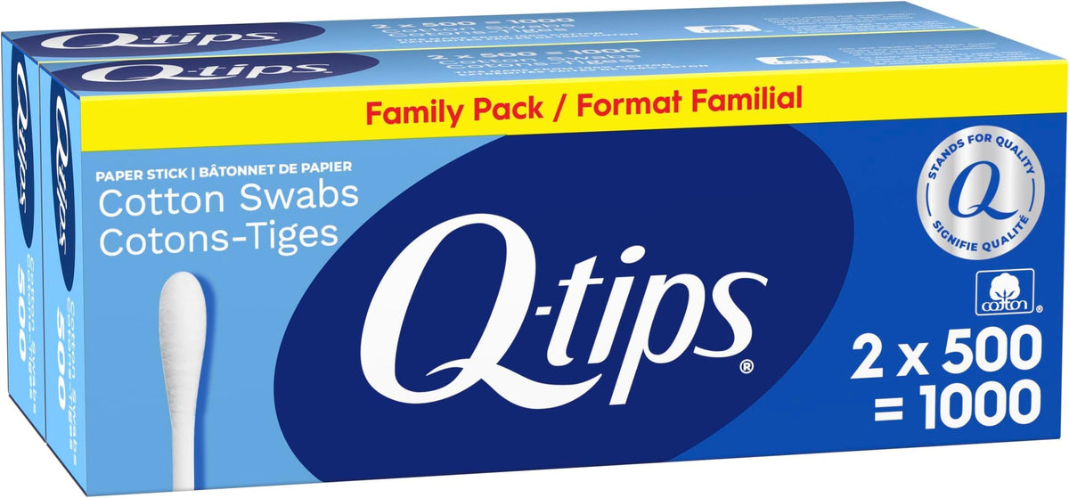 Q-tips Cotton Swabs, 500 Count (Pack of 2)