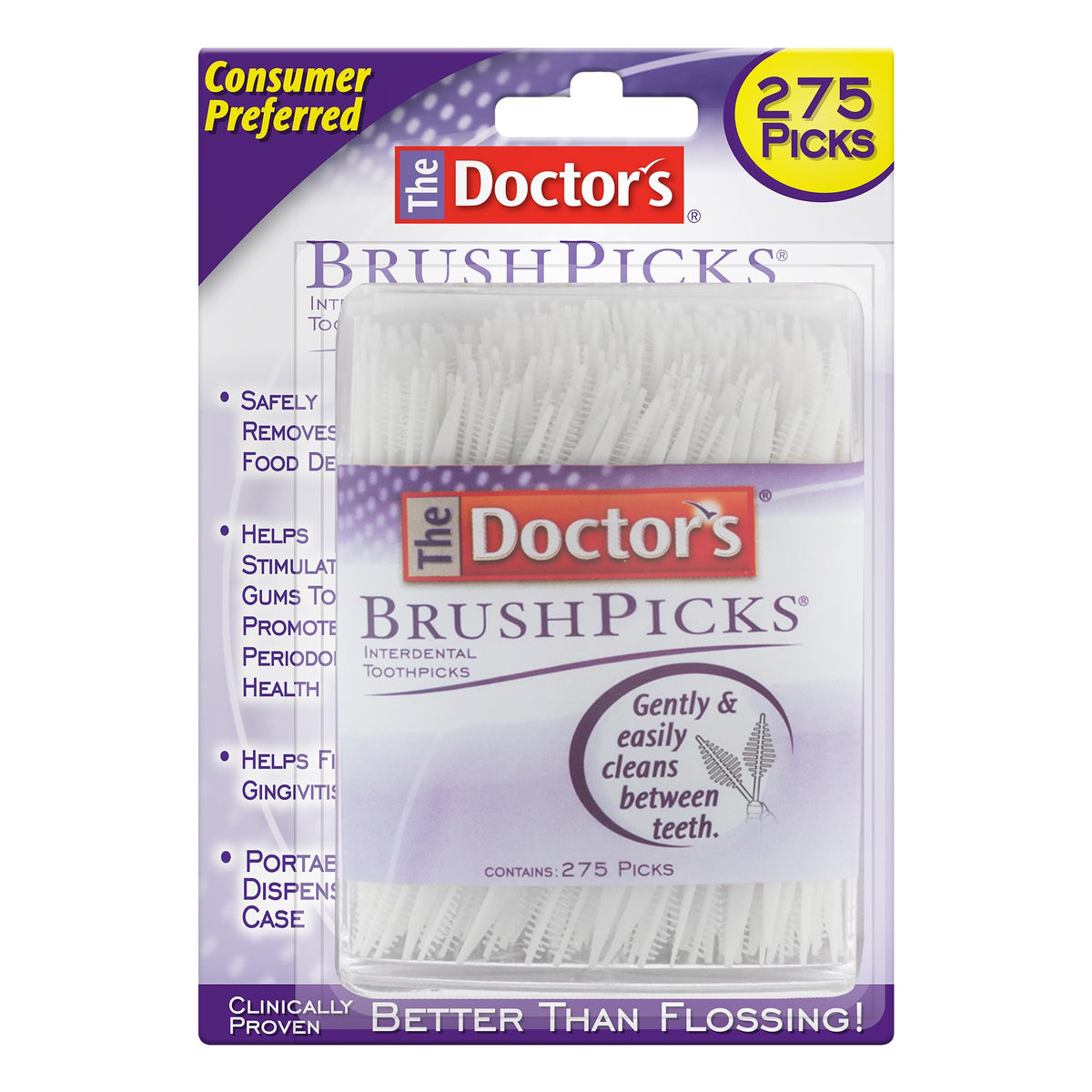 The Doctor's BrushPicks Interdental Toothpicks | 120-Picks per pack | (6-Pack)