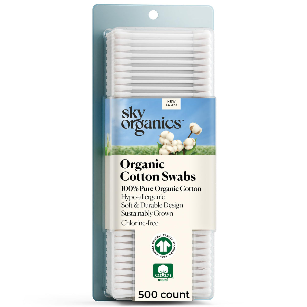 Sky Organics Organic Cotton Swabs 375 ct, 100% Pure, Natural, Chlorine-Free