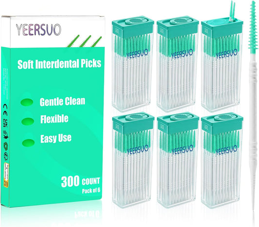 Dental Floss Picks, 300 Count of Toothpicks, Dental Picks of Green