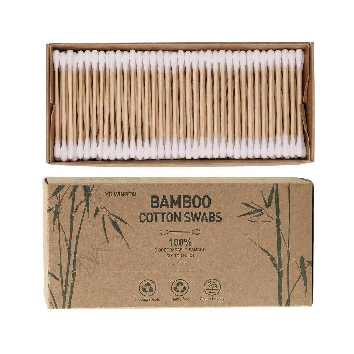 Bamboo Cotton Swabs 500 Count Ear Wooden Natural