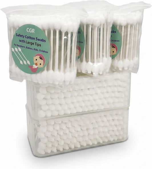 400pcs CGR Baby Safety Cotton Swabs with Large Tips for Newborn Babies Kids