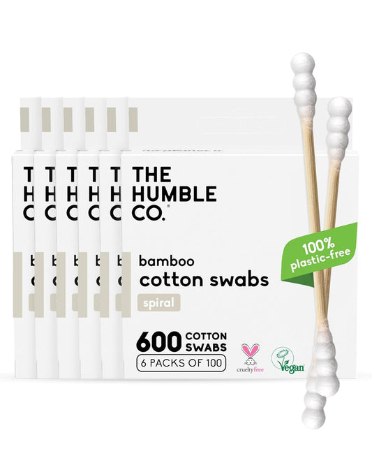 The Humble Co. Bamboo Cotton Swabs, Ear Cleaning, Spiral Design (600 Count)